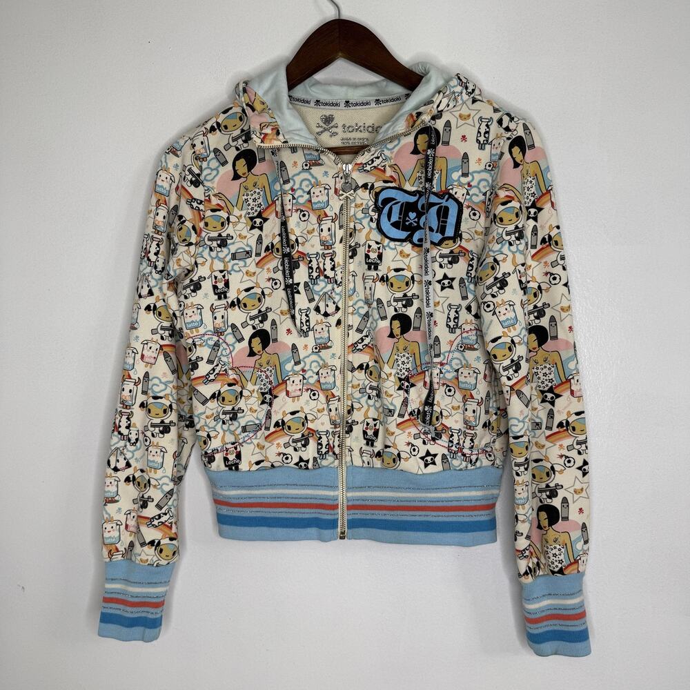 Tokidoki Hoodie Womens Medium Rare Moofia Latte Full Zip Graphic Y2K